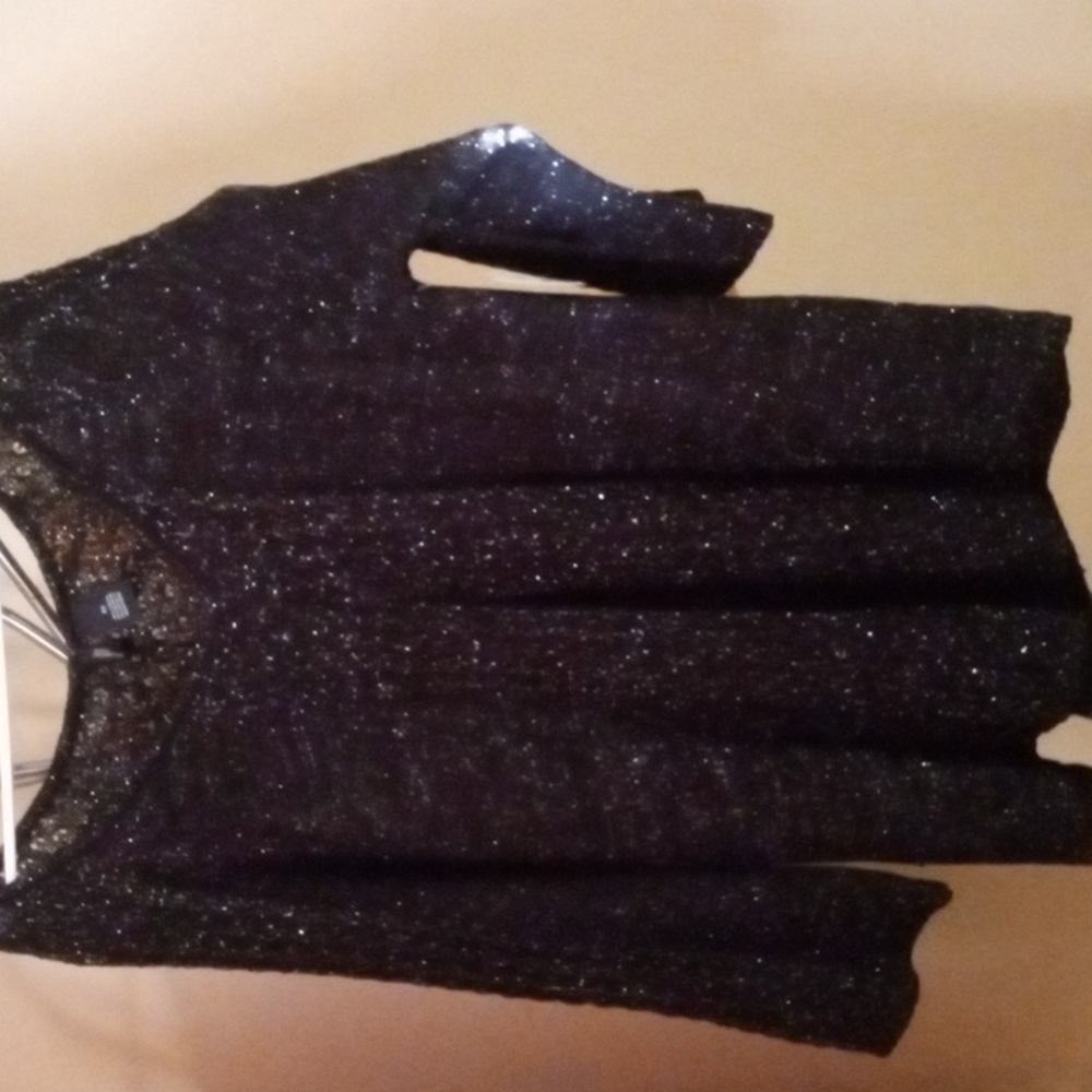 Women Black Metallic/Shimmering Sweater Tunic